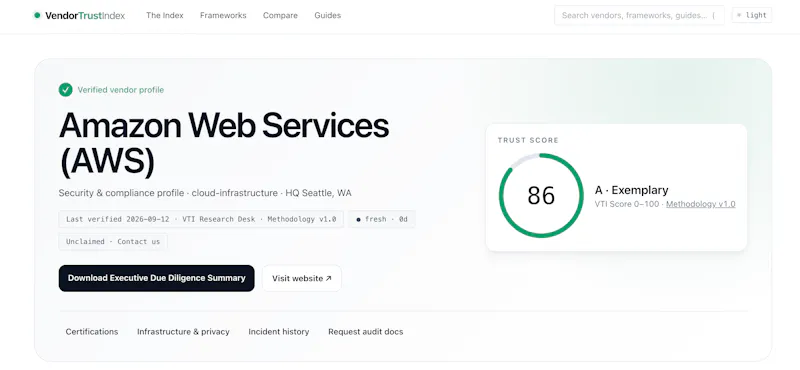 Vendor Trust Index screenshot 3