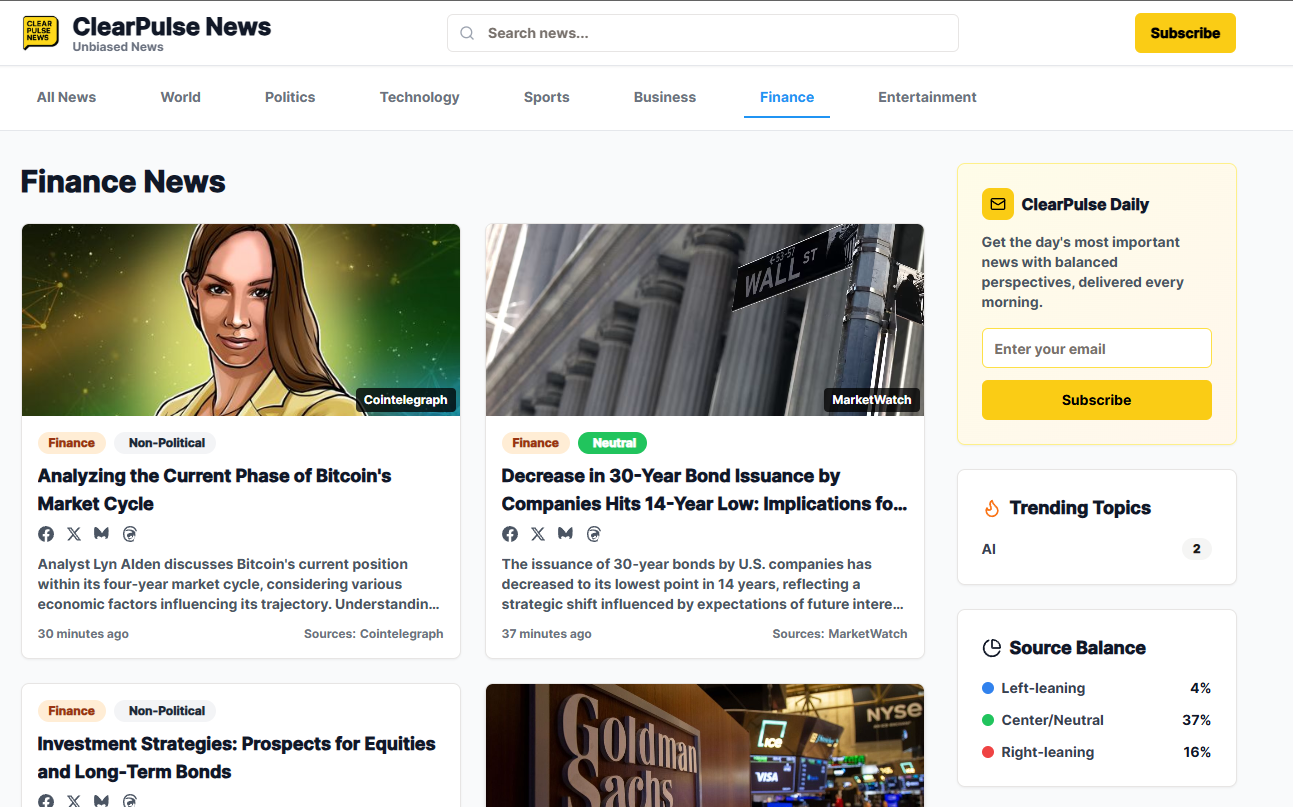 ClearPulse - gürültü olmadan haberler - Bir yerde 50 kaynaktan önyargı etiketli, özetlenmiş haberler. medya 2