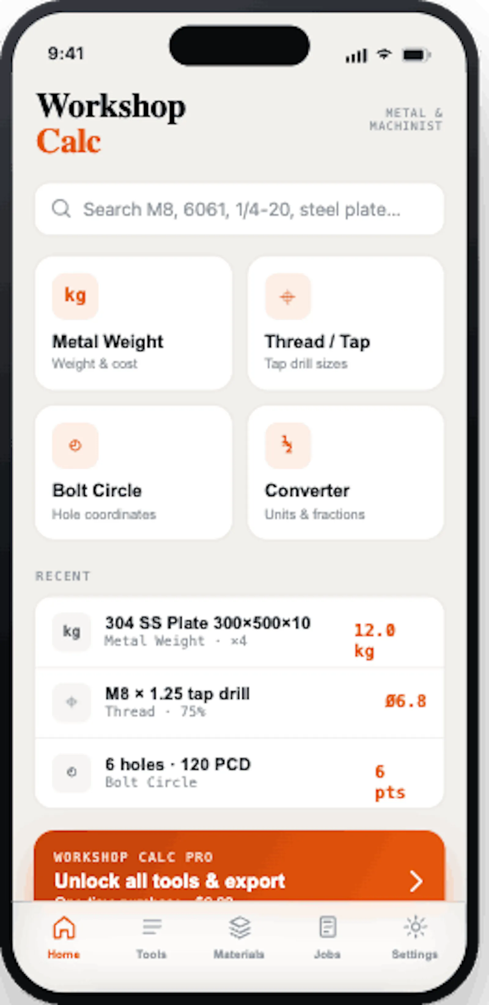 Workshop Calc screenshot 2