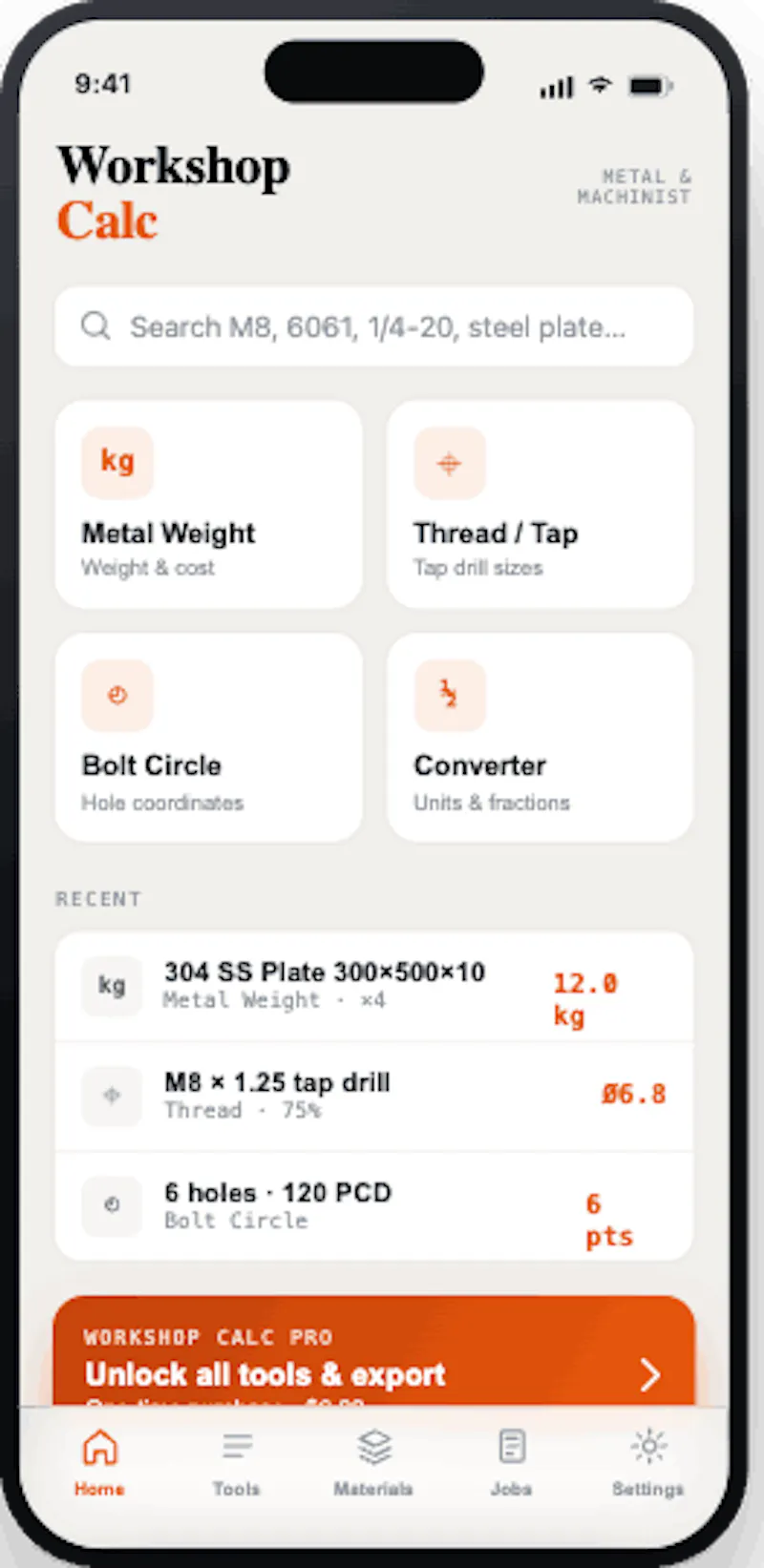 Workshop Calc screenshot 2
