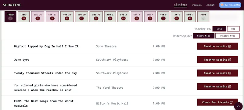 SHOWTIME · Theatre Directory screenshot 3