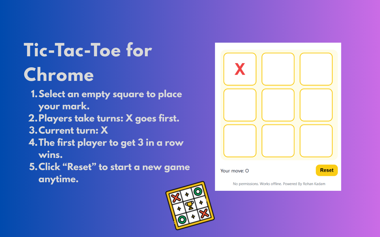 Média Jeu tic-tac-toe - classique et gratuit - Jouez à Tic-Tac-Toe hors ligne dans Chrome 1