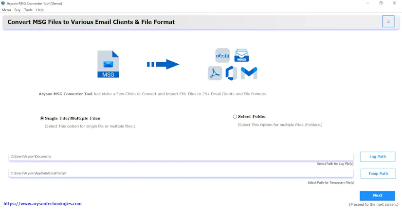 Aryson MSG to Exchange Importer Software gallery image
