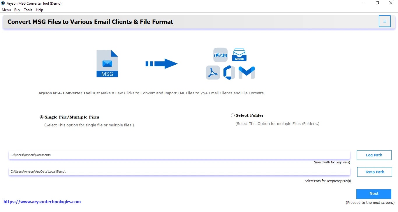 Aryson MSG to Exchange Importer Software - Export MSG emails to Exchange Server preserving integrity. media 1