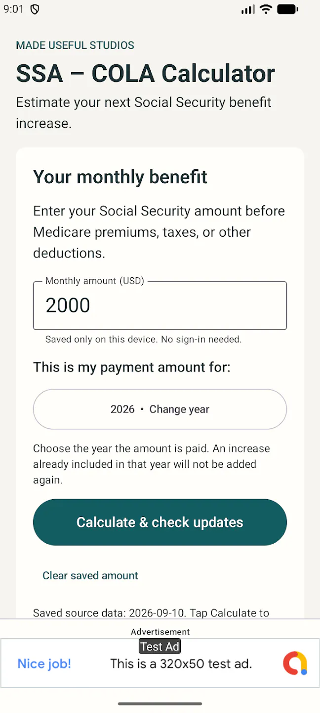 SSA Benefits COLA Increase Calculator gallery image
