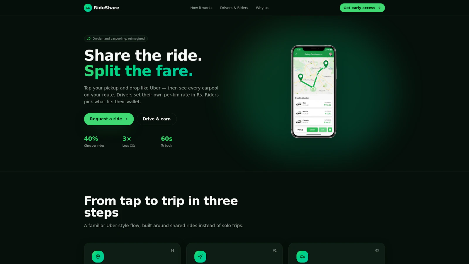 One Demand Carpool (Ride Sharing) App screenshot 1