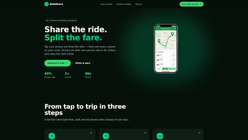 One Demand Carpool (Ride Sharing) App screenshot 1