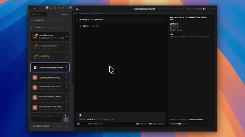 ClawTab screenshot 1 (video preview)