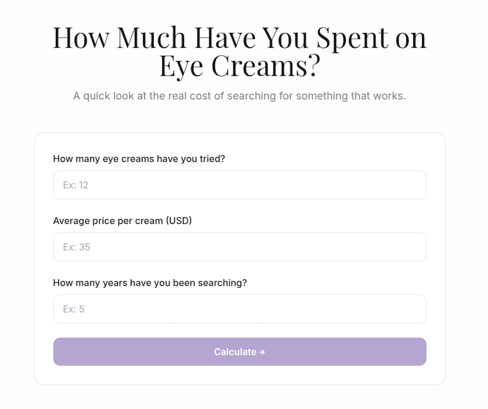How Much Have You Wasted on Eye Creams? screenshot 1