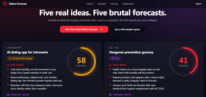 Failure Forecast screenshot 2