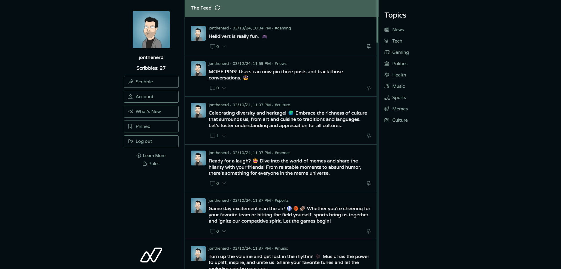 Mídia 3 de nmbl - Um aplicativo simples de mídia social