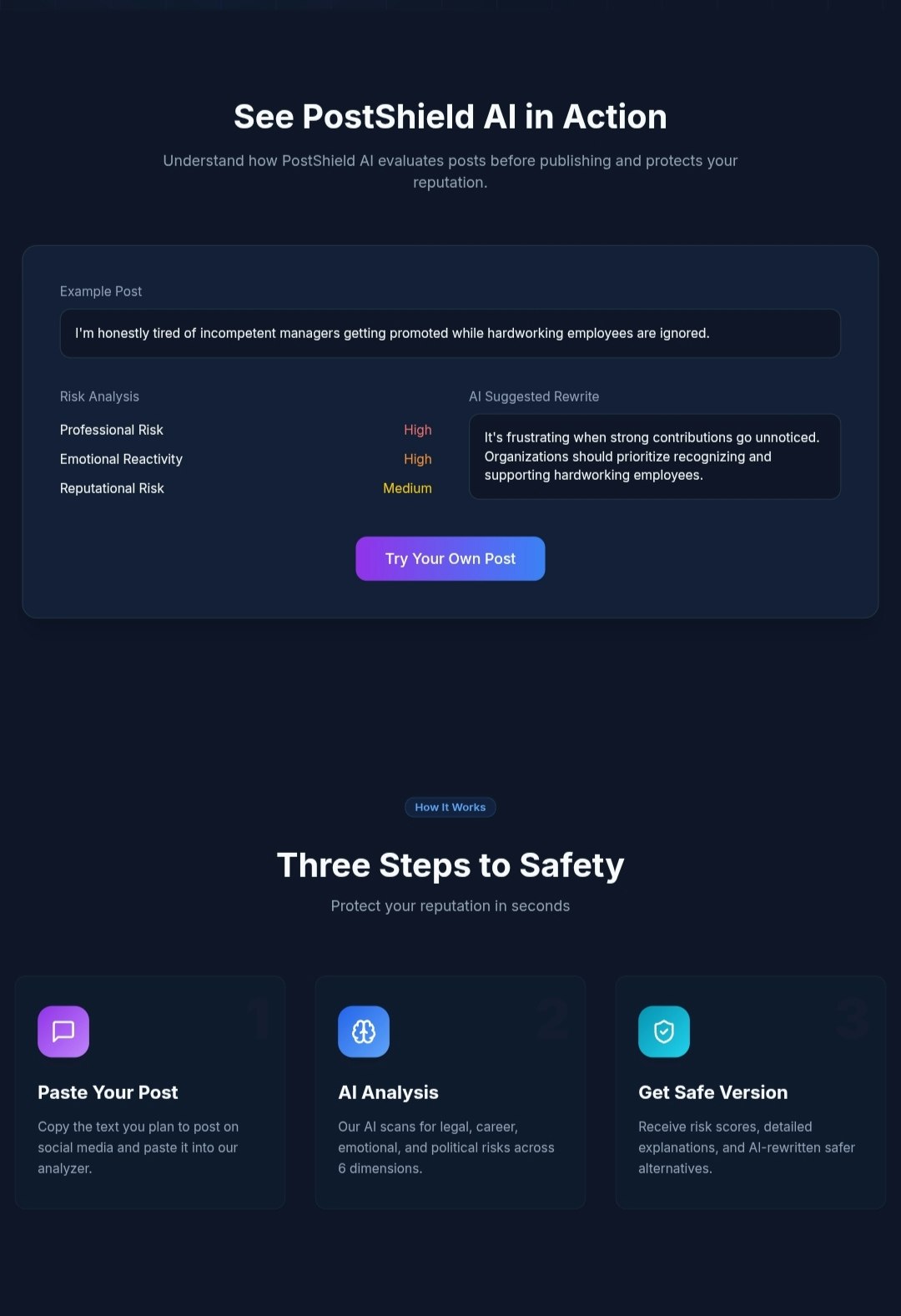 Postshield Ai  - Screenshot 3 showing product features and functionality