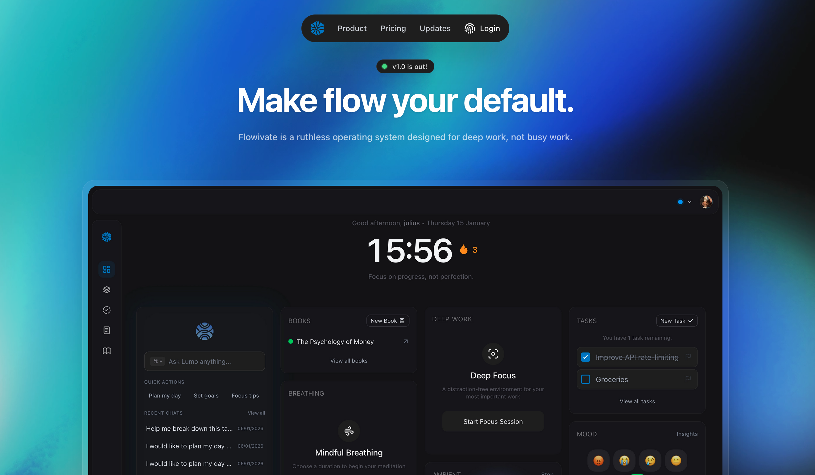 Flowivate - Main product screenshot demonstrating key features and user interface