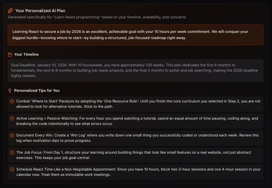 GoalPlanner - Screenshot 2 showing product features and functionality