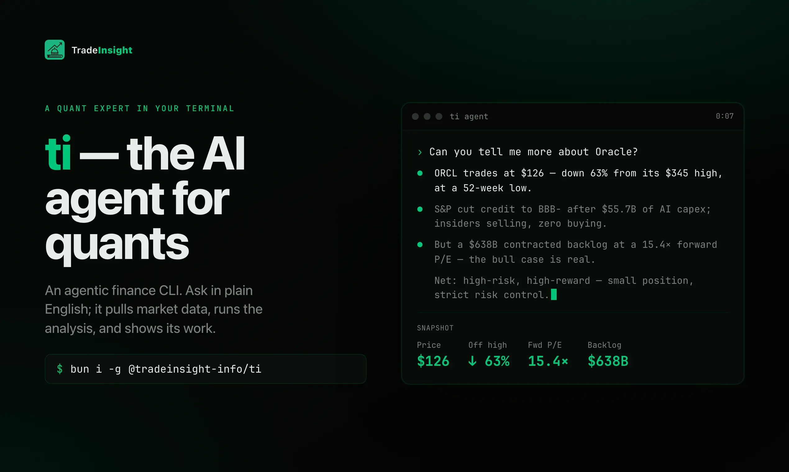 ti — AI Agent for Quants & Traders gallery image