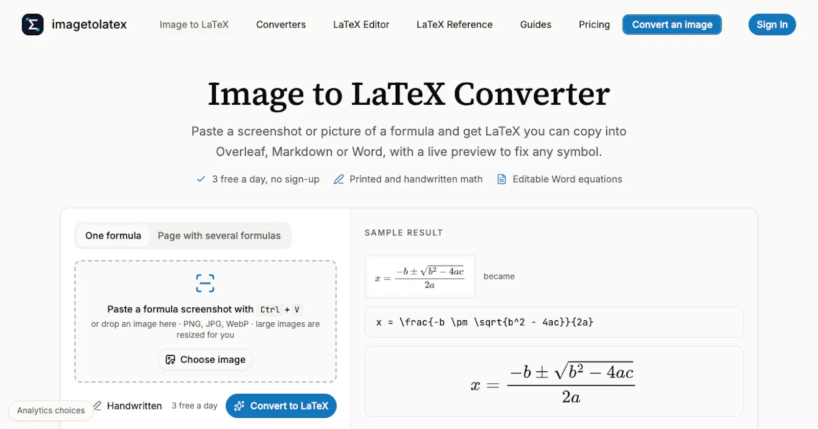 imagetolatex screenshot 2