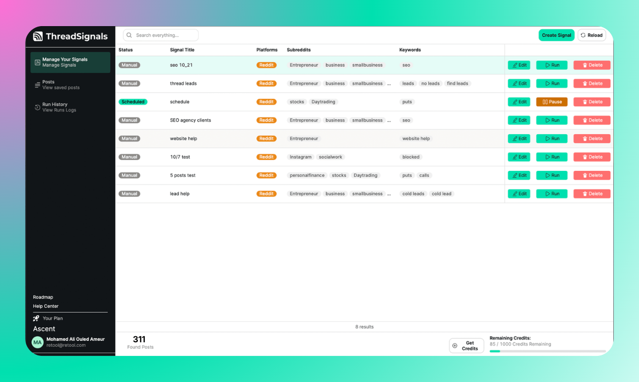 ThreadSignals - Screenshot 4 showing product features and functionality