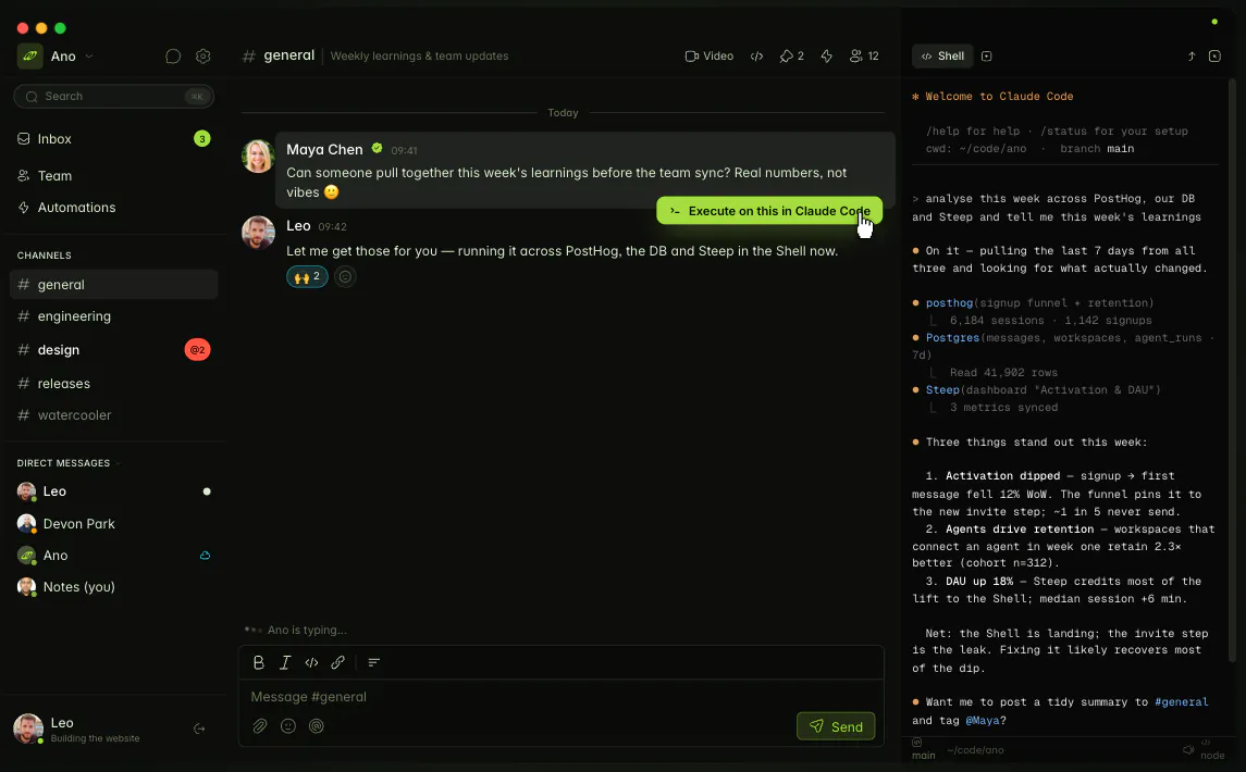 Ano: Team Chat with Claude Code built in gallery image