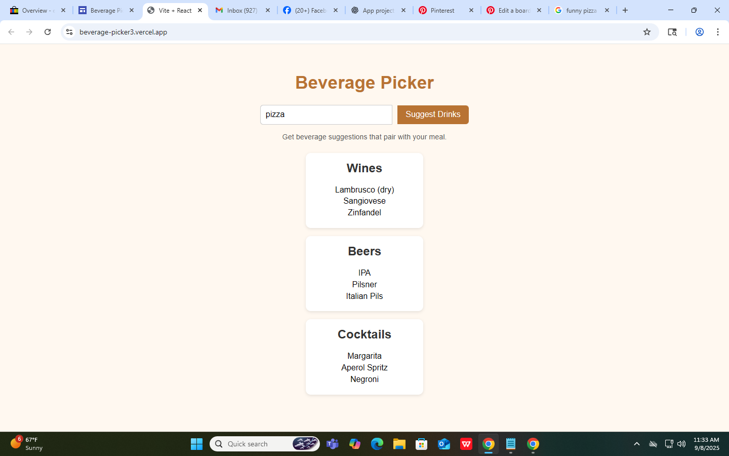 BEVERAGE PALLER - Trova le bevande perfette per ogni pasto in pochi secondi! media 1