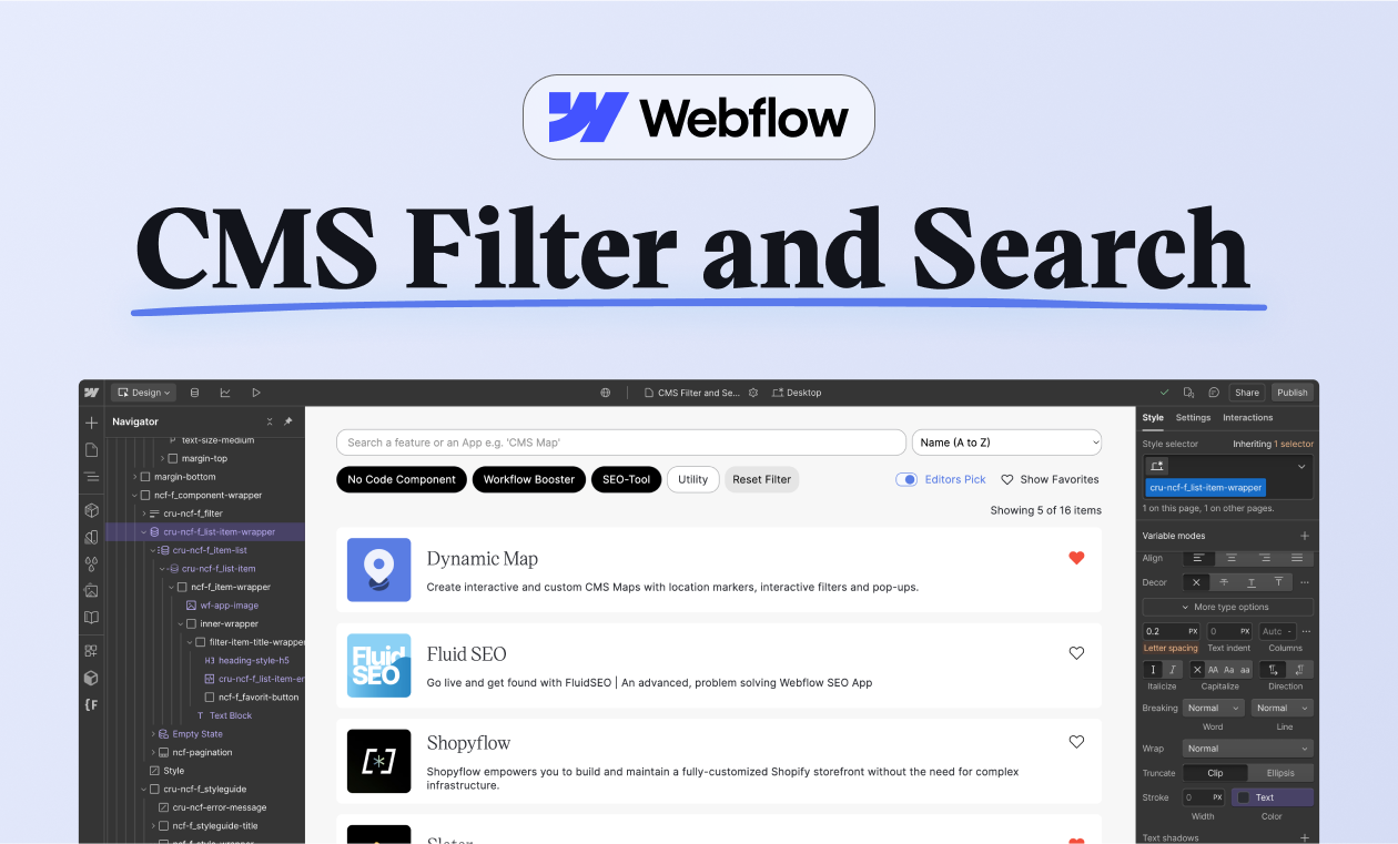 CMS -Filter und Suche nach Webflow - Implementieren Sie Live -Filterung und mehr in Webflow in <5 Minuten Medien 1