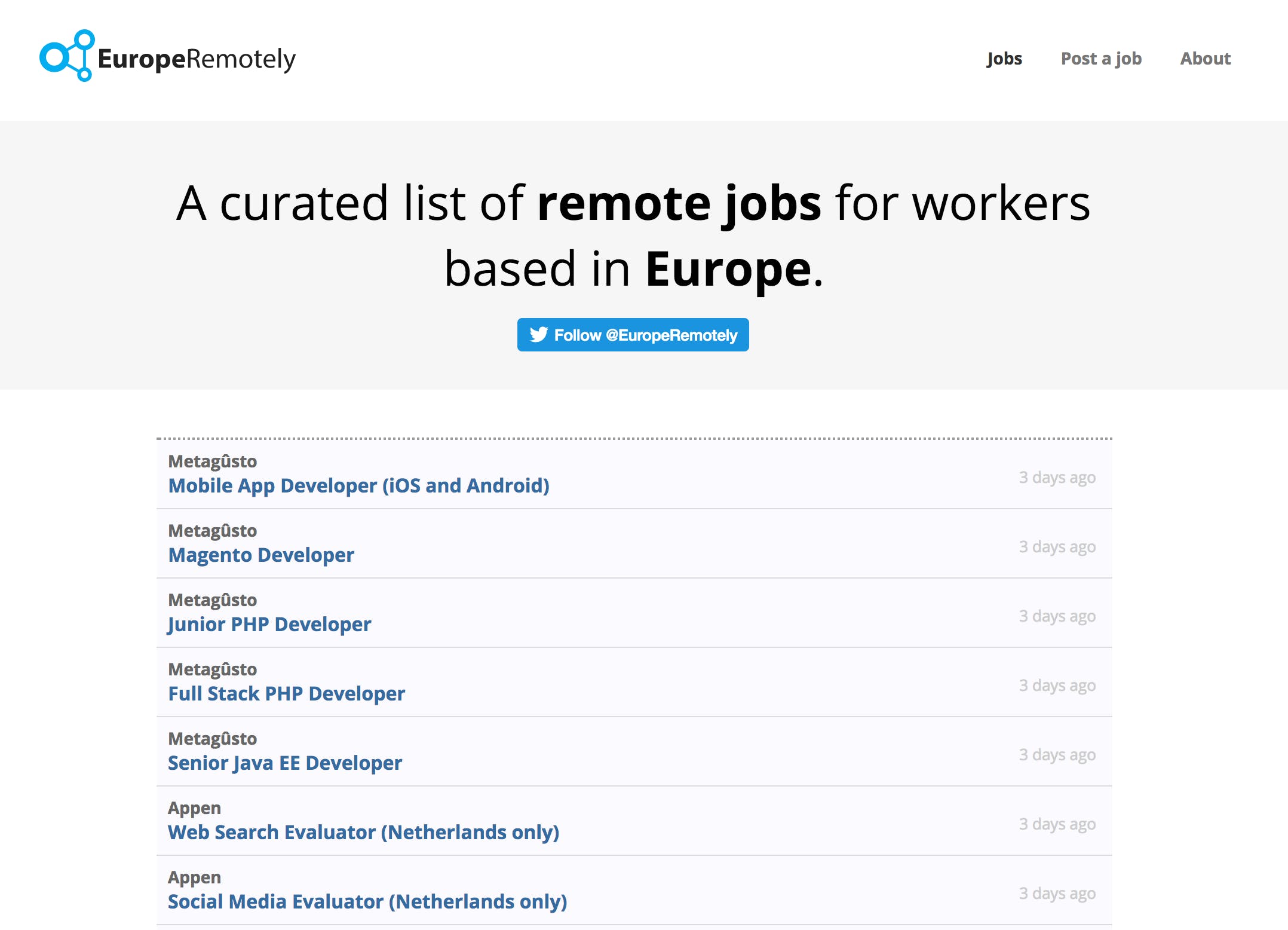 Europe Remotely - Remote jobs for developers living in Europe | Product