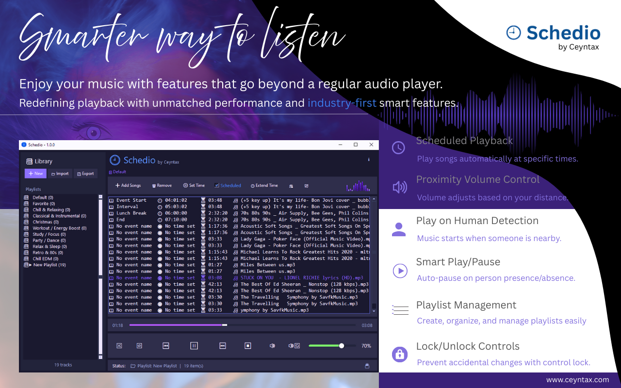 Schemio - modo più intelligente per ascoltare - Smart Media Player per l'ascolto adattivo senza sforzo. media 2