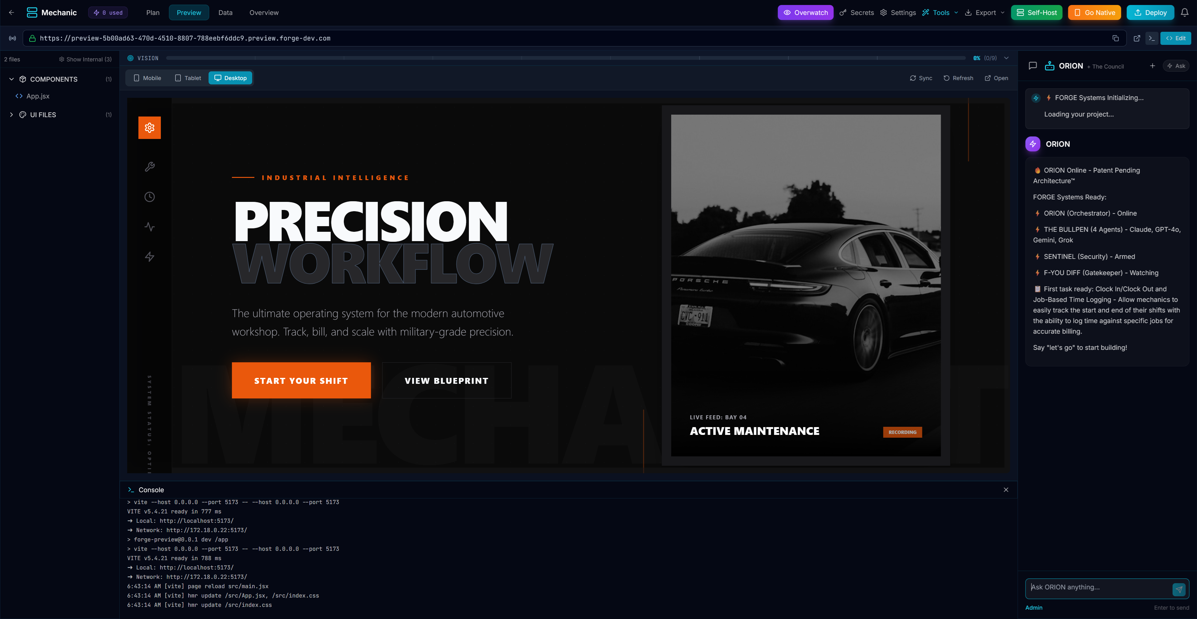 Forge: One sentence → Enterprise-grade. - Screenshot 4 showing product features and functionality