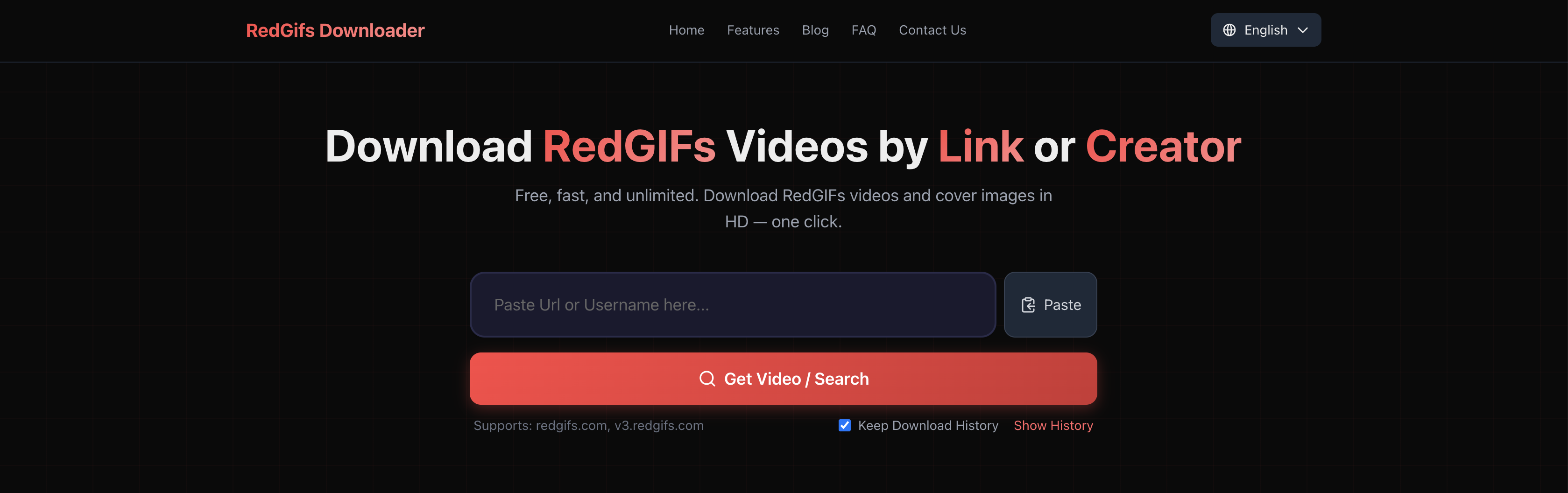 RedGifs Downloader - Main product screenshot demonstrating key features and user interface