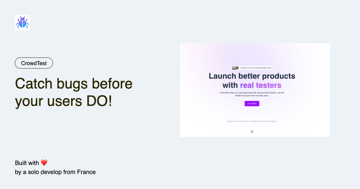 CrowdTest - Main product screenshot demonstrating key features and user interface