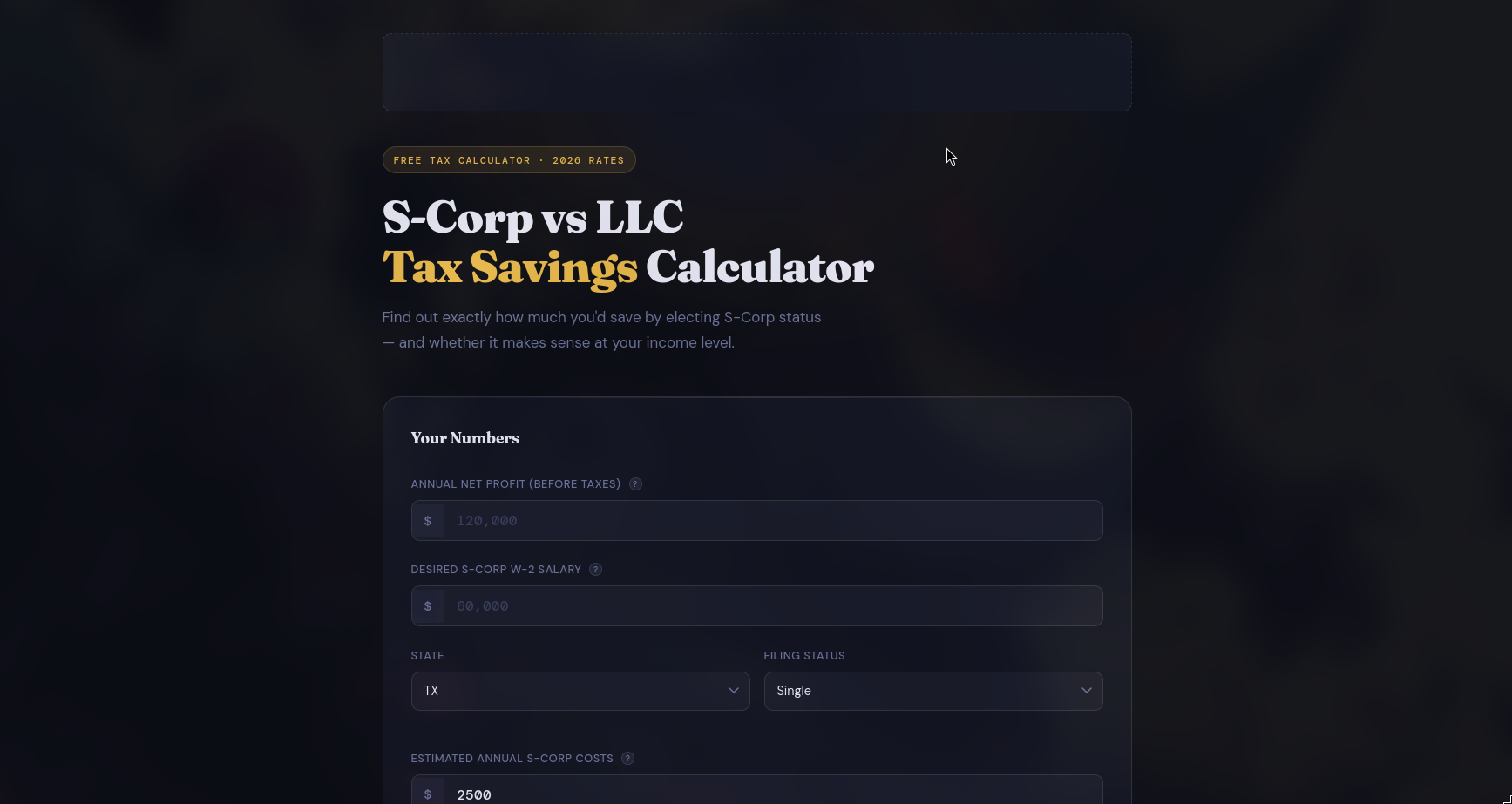 S-Corp vs LLC Tax Calculator gallery image