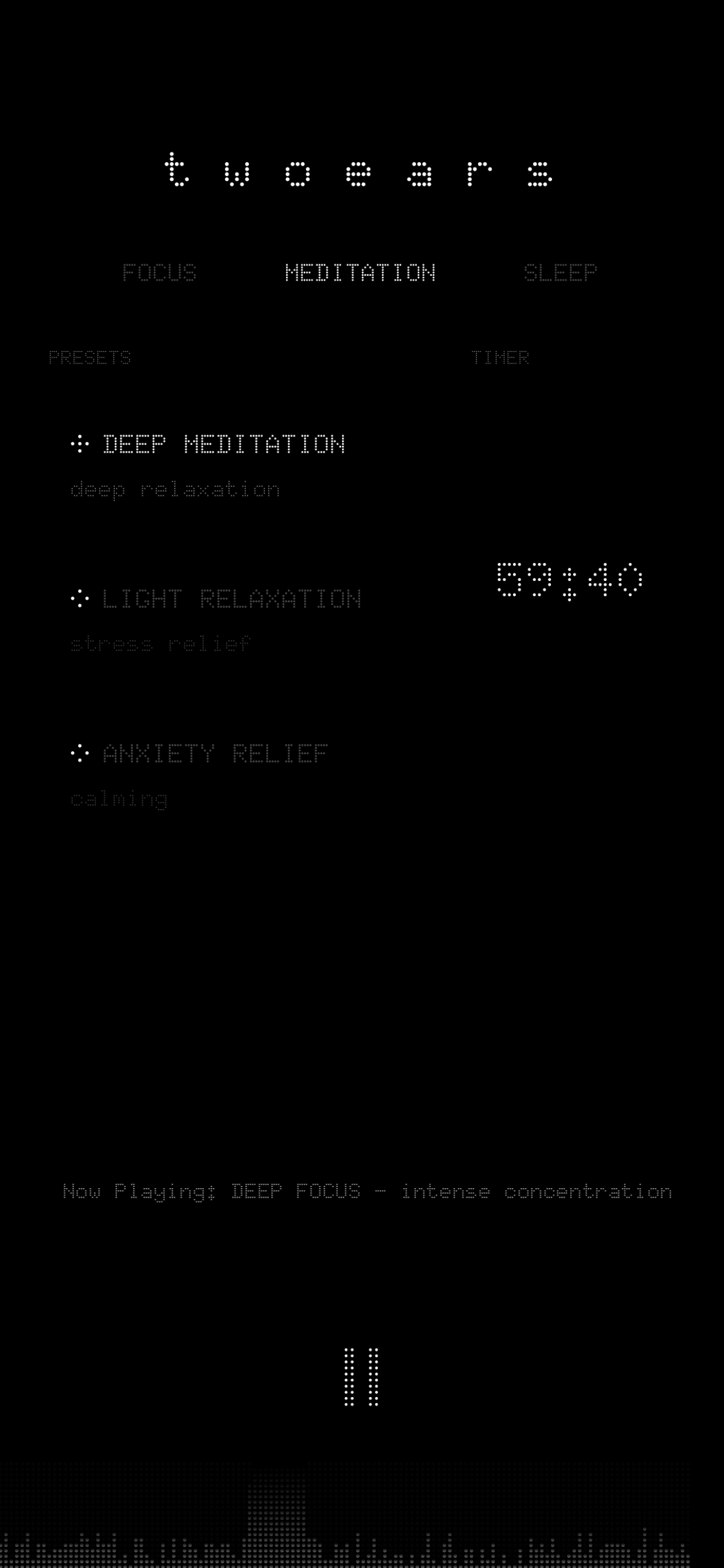 twoears - Pure Binaural Beats - Screenshot 3 showing product features and functionality