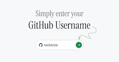 Campo de input do username do GitHub para baixar instantaneamente um resumo envolvente do trabalho de desenvolvimento de 3 anos.