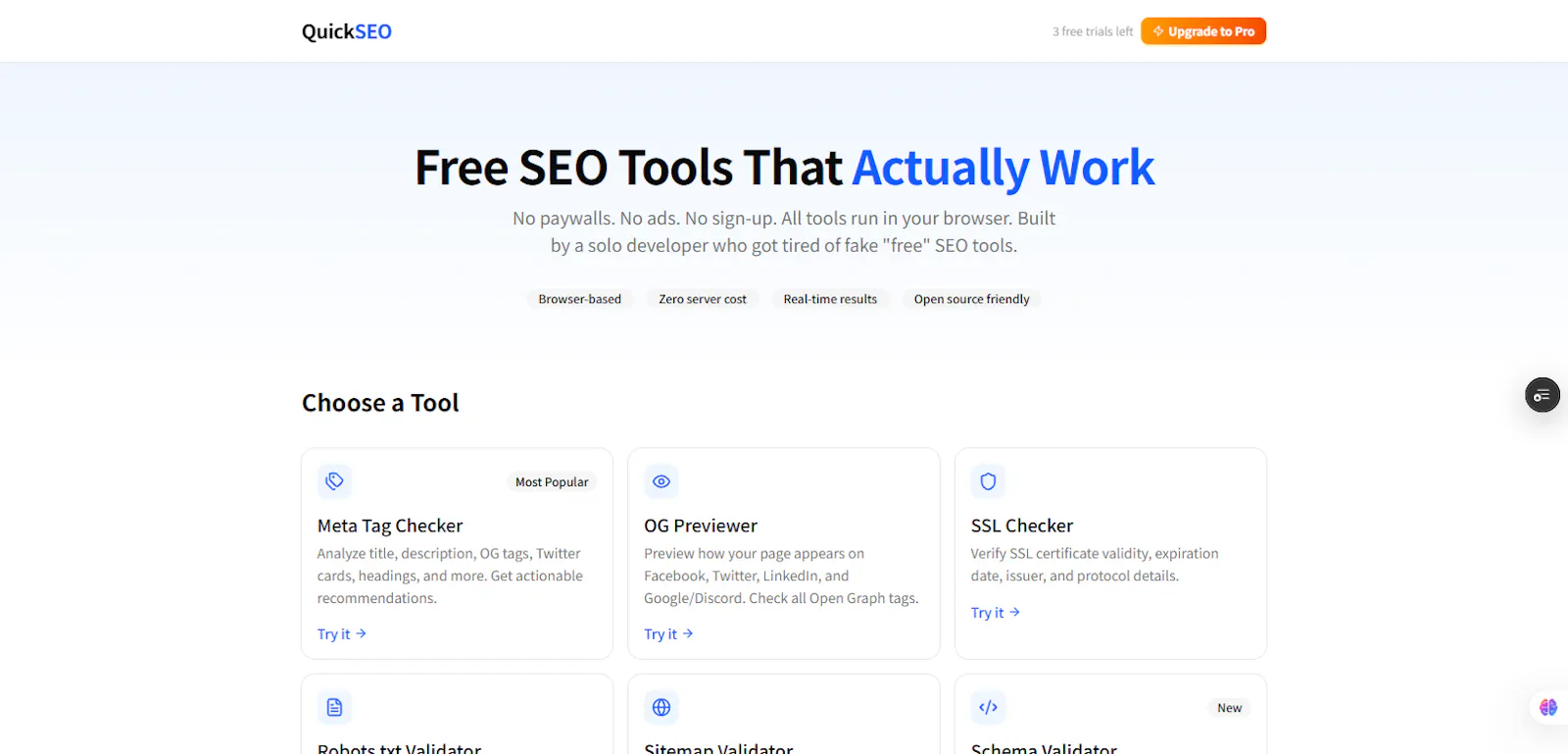 QuickSEO Toolkit screenshot 1
