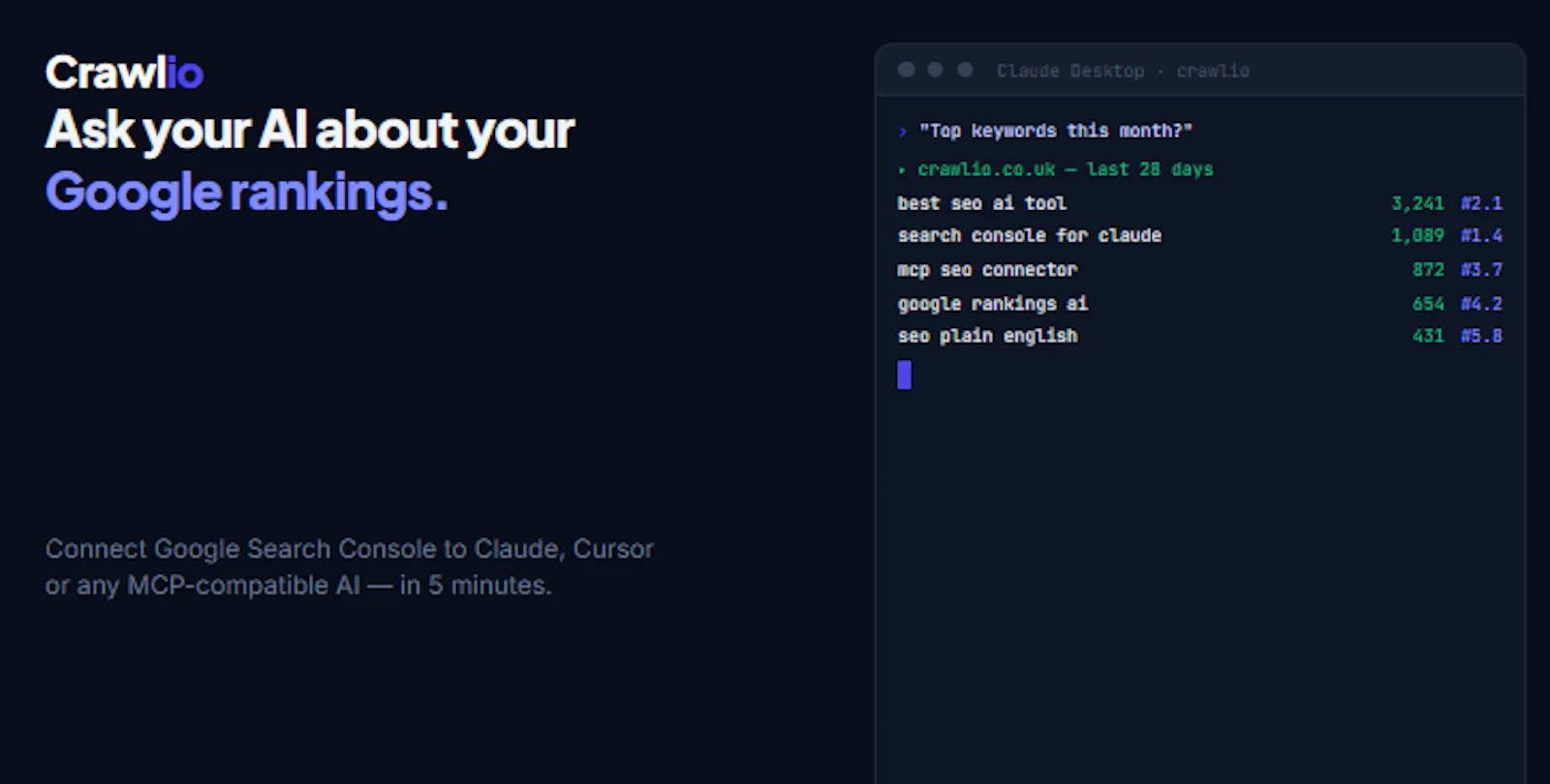 Google Search Console inside your AI. screenshot 2