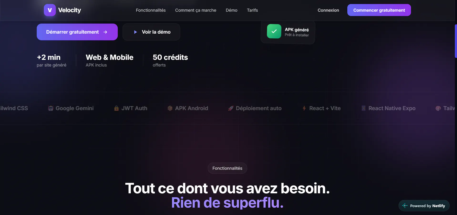 Velocity — Créez  Web & Mobile avec l'IA gallery image