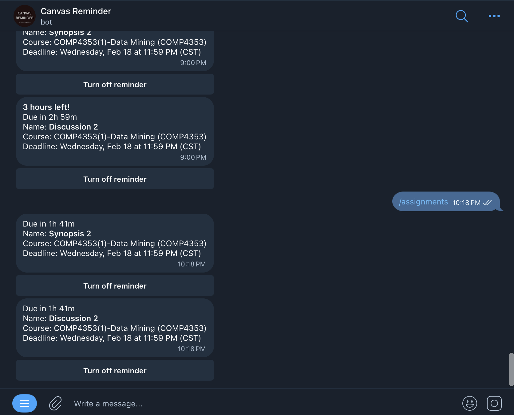 Canvas Reminder Bot - Screenshot 3 showing product features and functionality