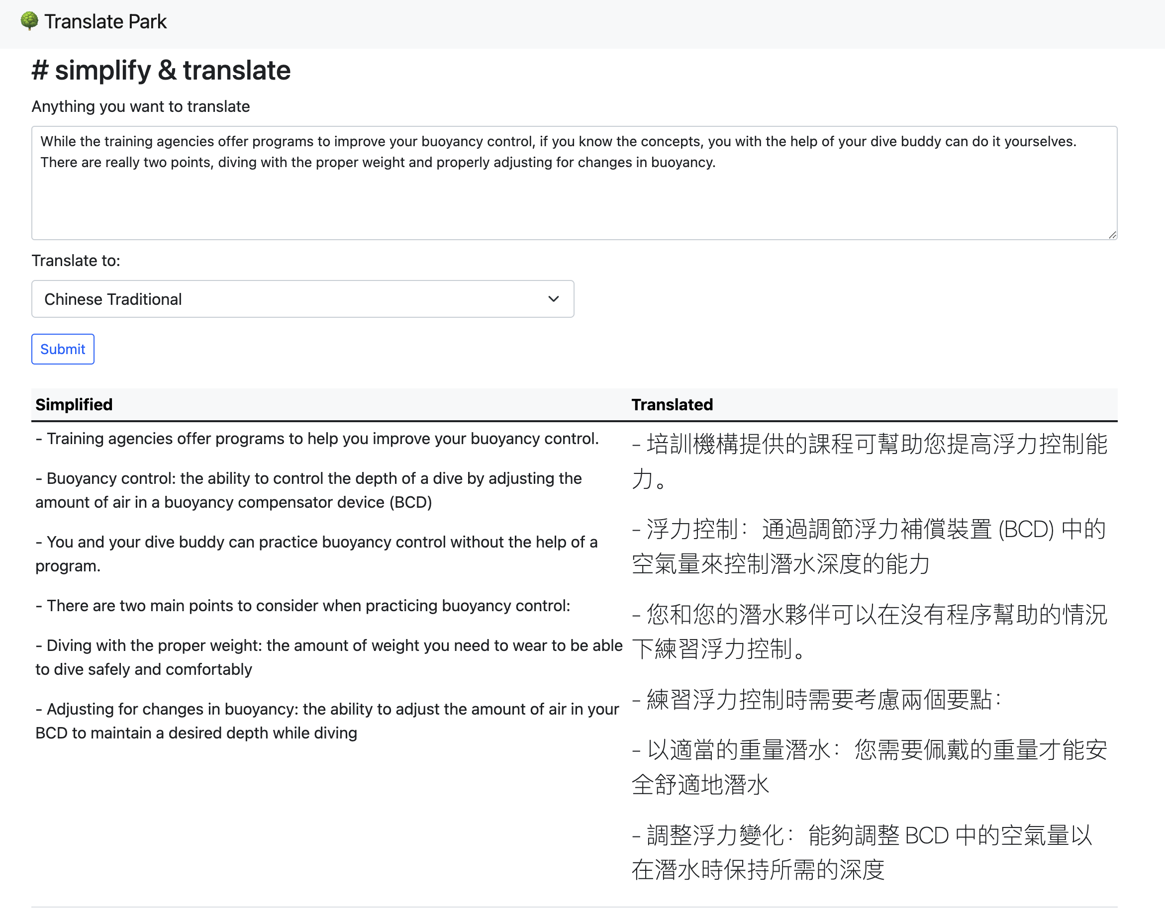 Traducir el parque - Simplificador y traductor de oración en inglés media 3