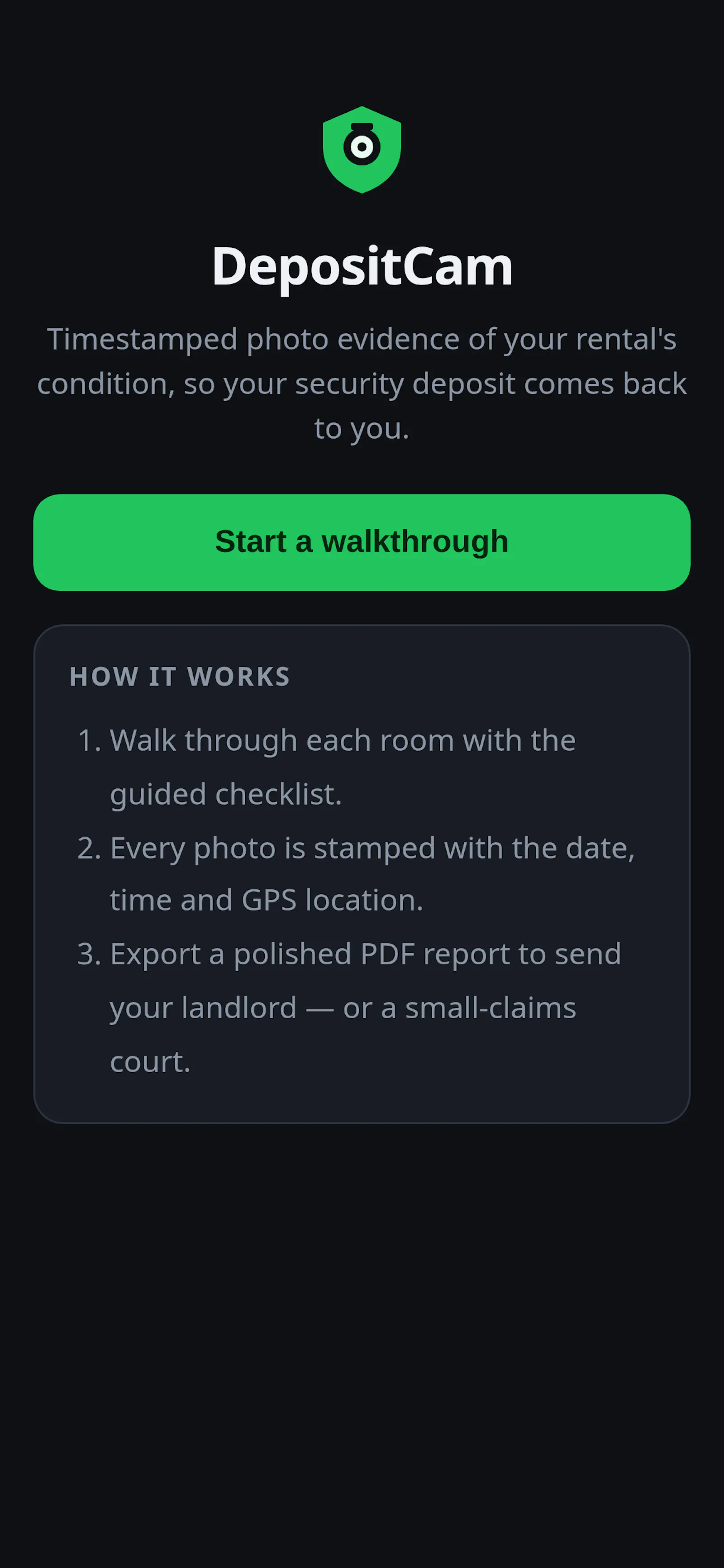 DepositCam screenshot 1