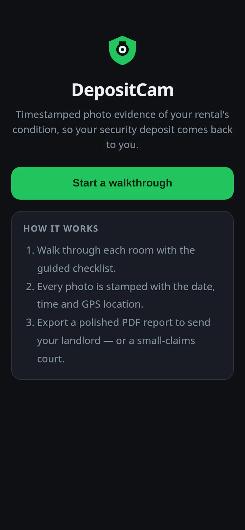 DepositCam screenshot 1