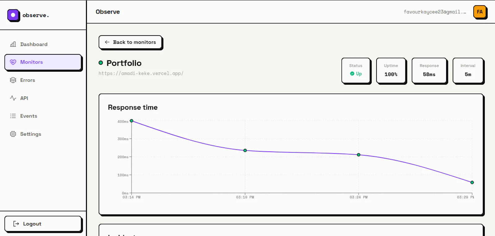 Observe. screenshot 2