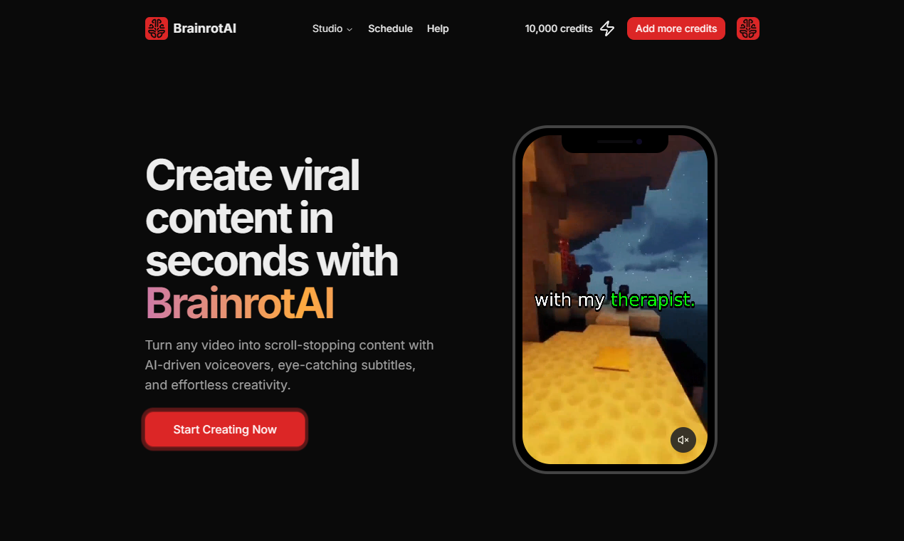 startuptile BrainrotAI-Create viral content in seconds with BrainrotAI