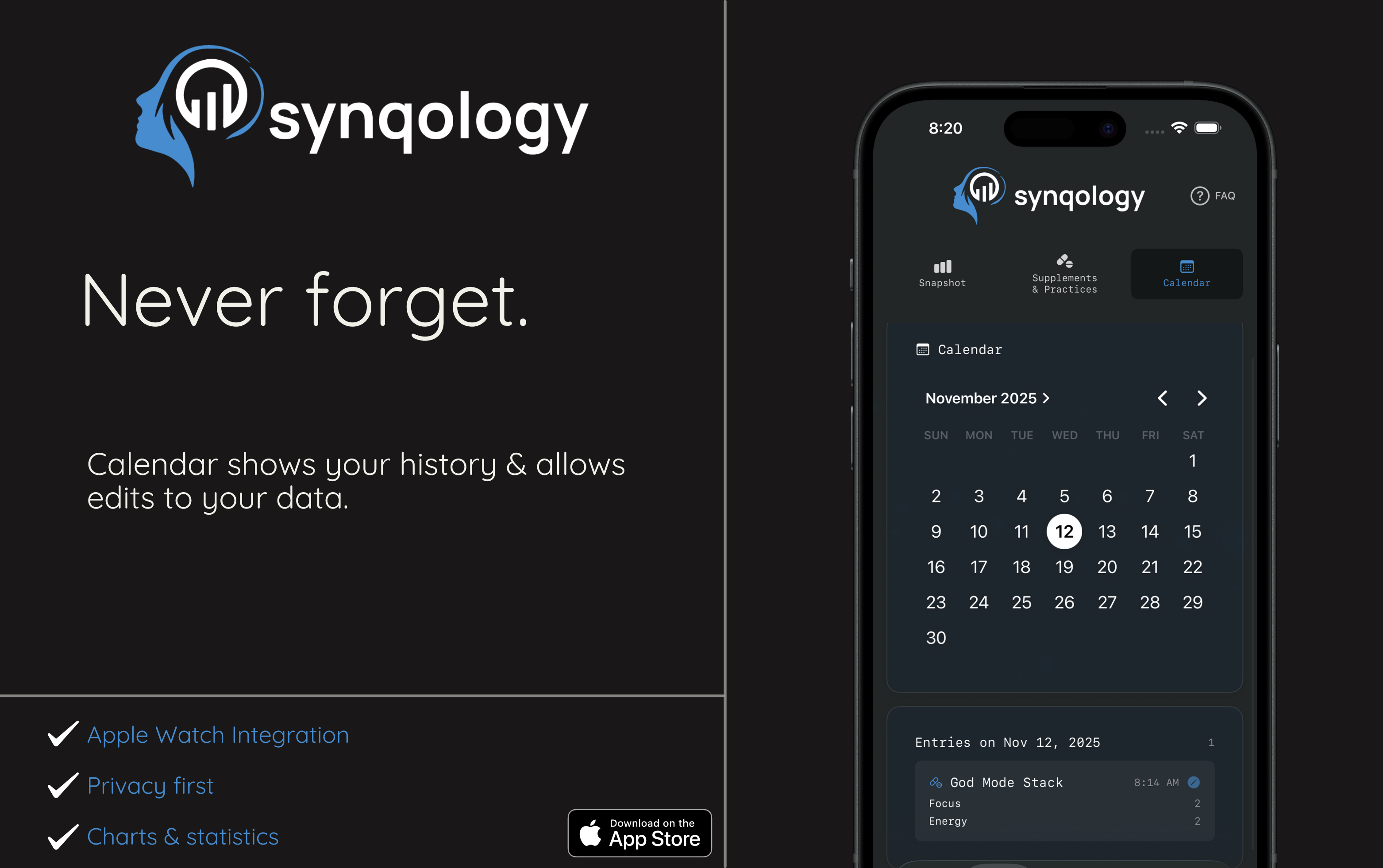 synqology: AI supplement, health tracker gallery image