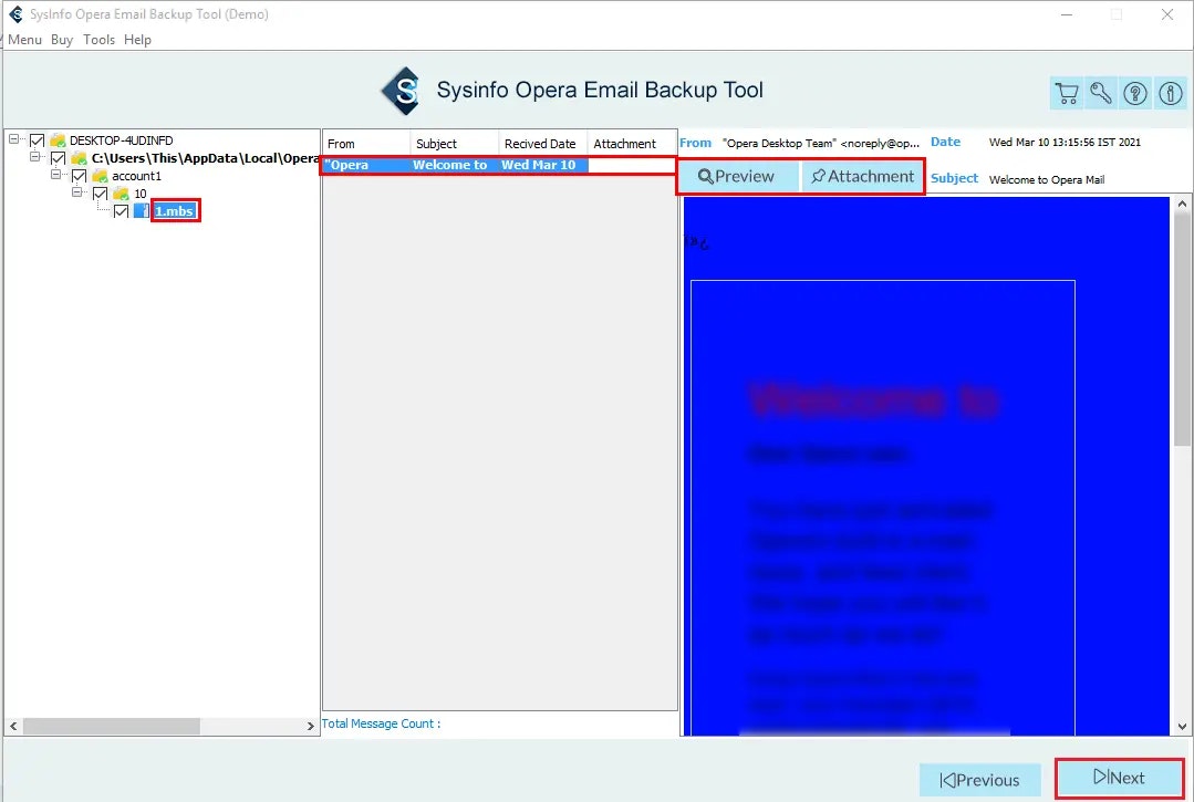 Mídia 3 de Sysinfo Opera Email Backup Tool - Melhor utilitário para fazer backup de e -mails de ópera