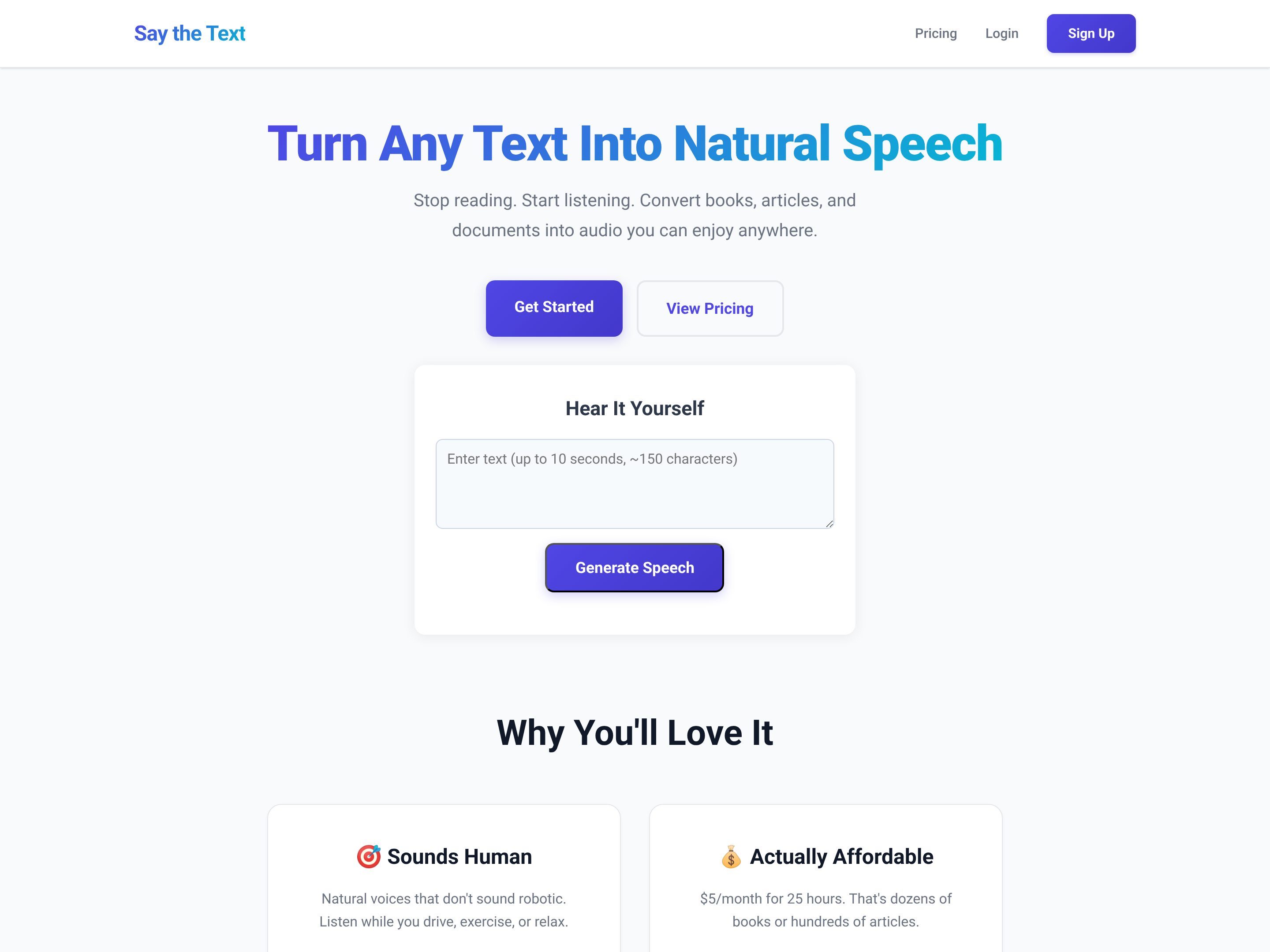 Say the Text - Main product screenshot demonstrating key features and user interface