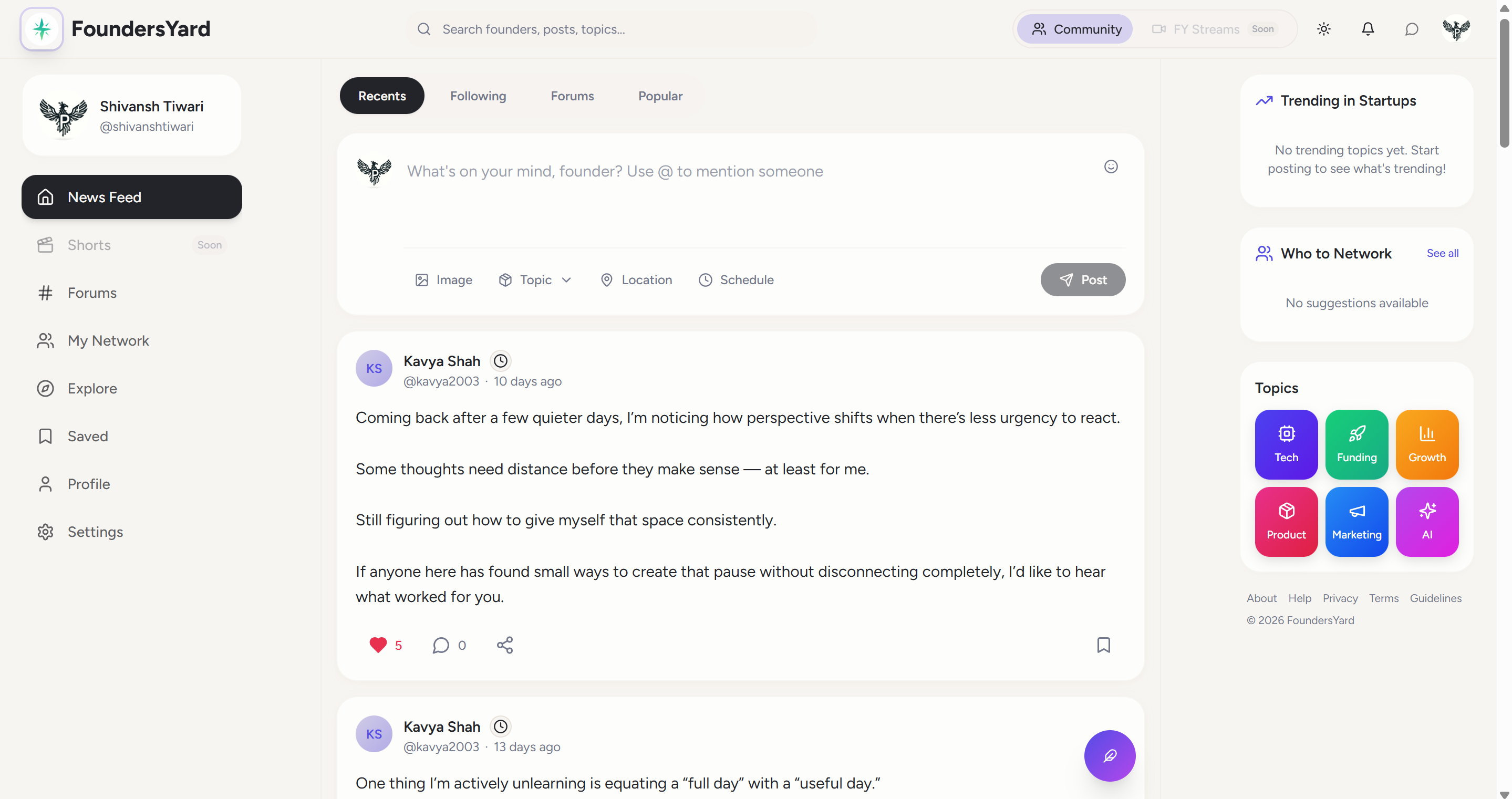FoundersYard - Screenshot 2 showing product features and functionality