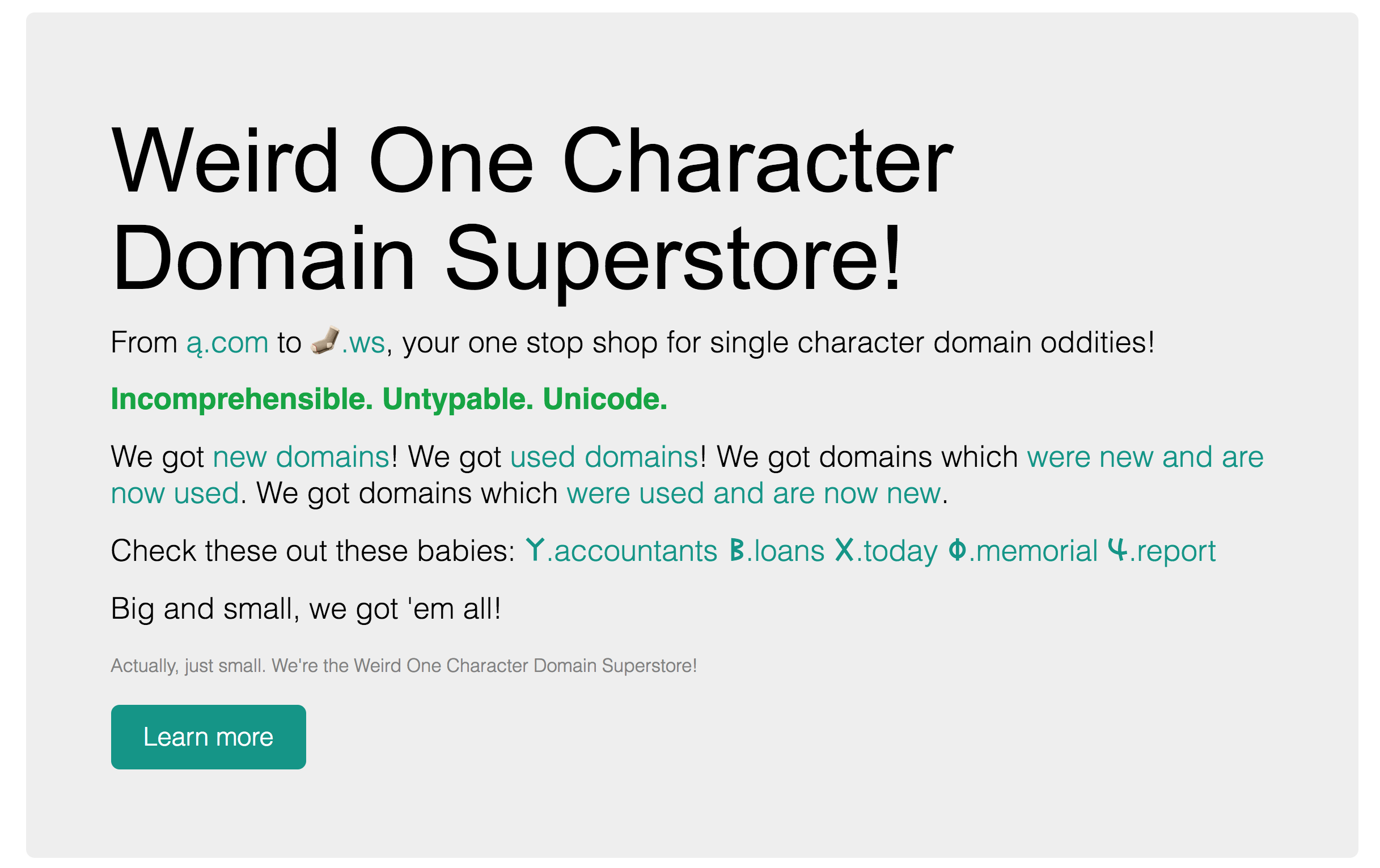 Weird One Character Domain Superstore gallery image