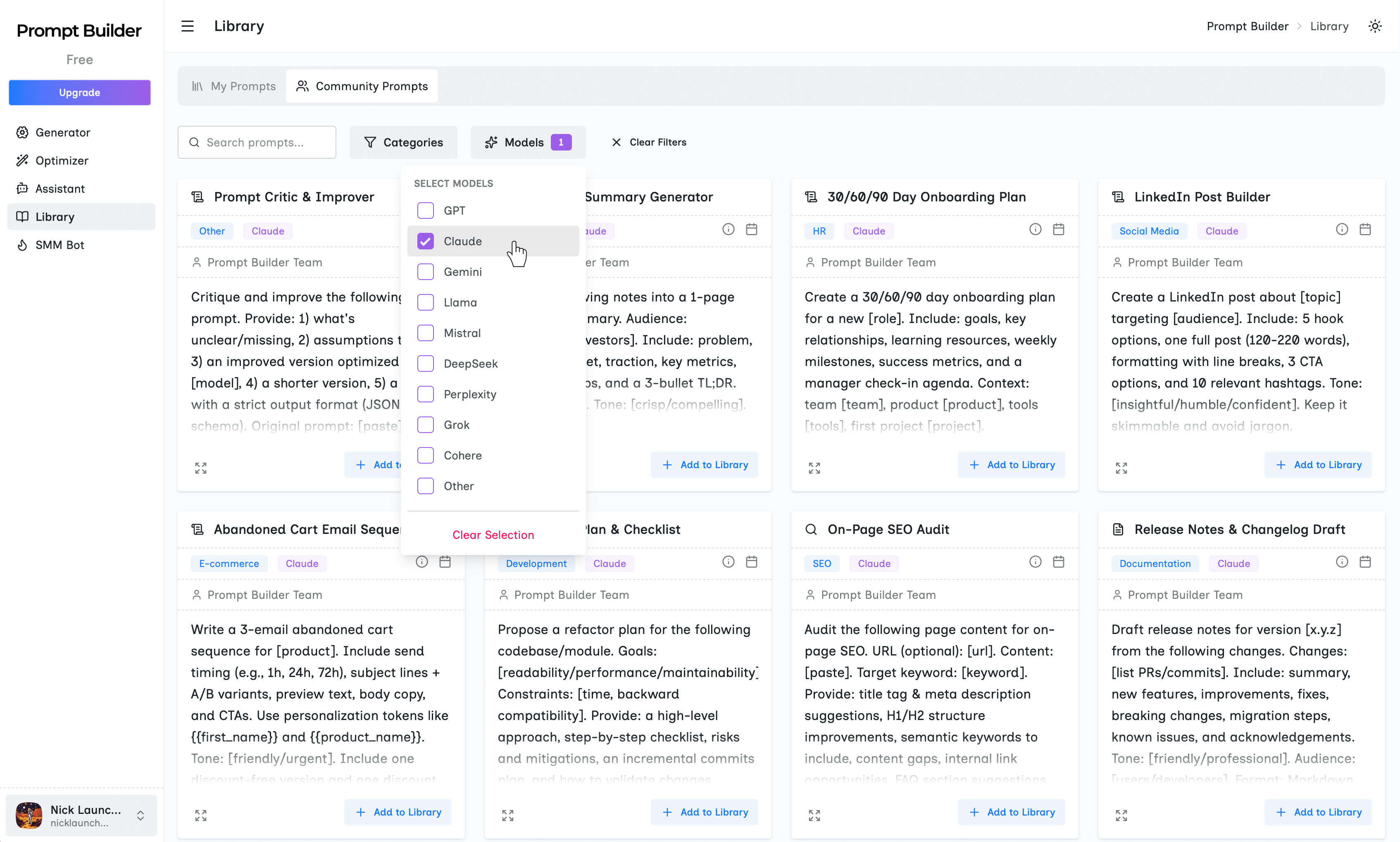 Prompt Builder - Screenshot 5 showing product features and functionality