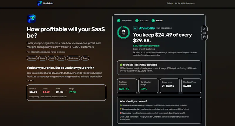 Ai SaaS Cost vs. Profit Analyzer screenshot 5