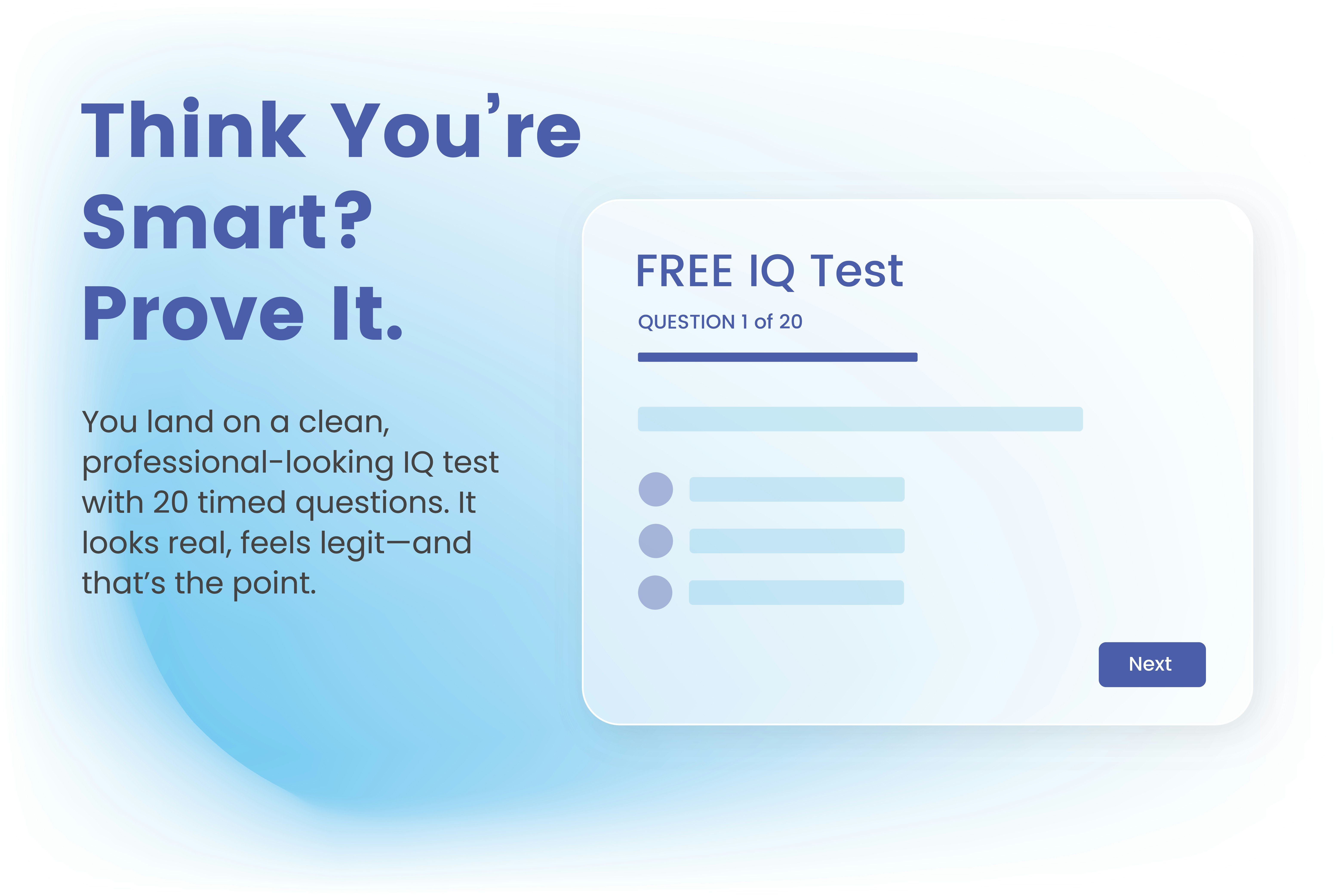 IQ 테스트 프로 - 친구 친구가 IQ 테스트 비용을 지불하지 않을 정도로 똑똑한 지 확인하십시오. 미디어 1