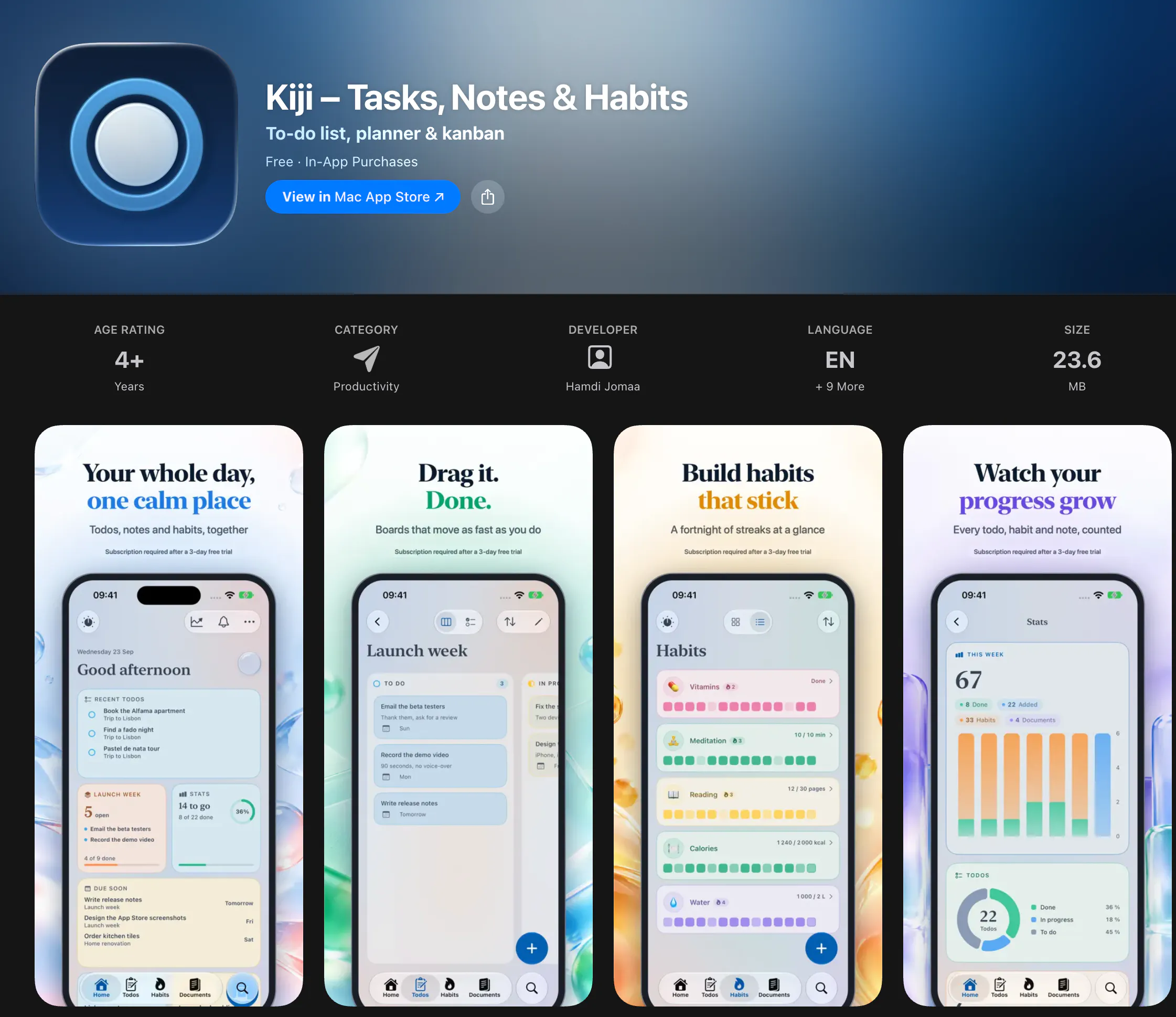 Kiji - Tasks, Notes & habits